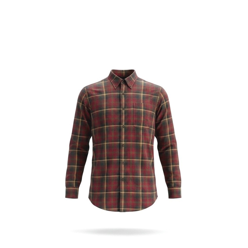 Viyella Mens Cotton Wool Plaid Button Down Shirt Red Green Traditional Fit M